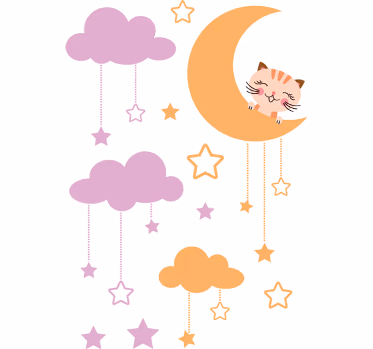 Otroška rolo senčila luna mačka - TenStickers