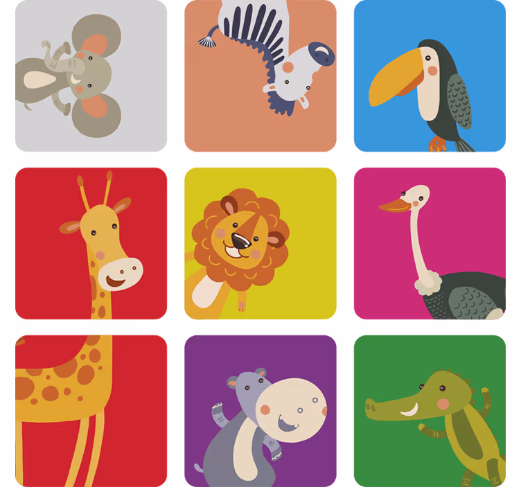 Otroška rolo senčila barvne ploščice z živalmi - TenStickers