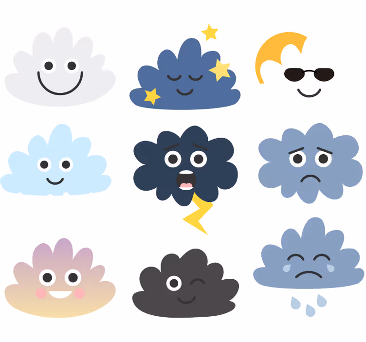 Otroška rolo senčila oblaki z obrazi - TenStickers