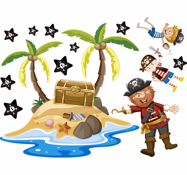 Otroška rolo senčila pirati in palme - TenStickers