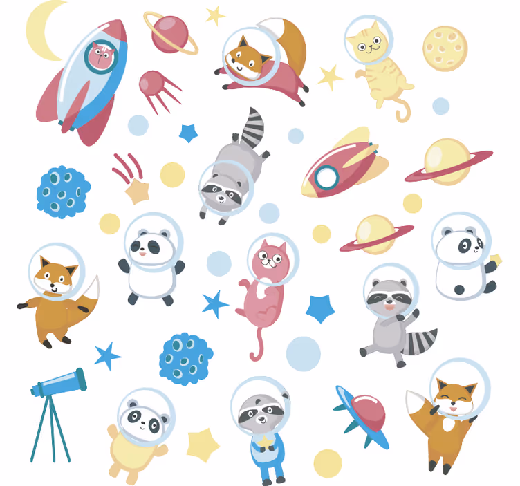 Otroška rolo senčila živali v vesolju - TenStickers
