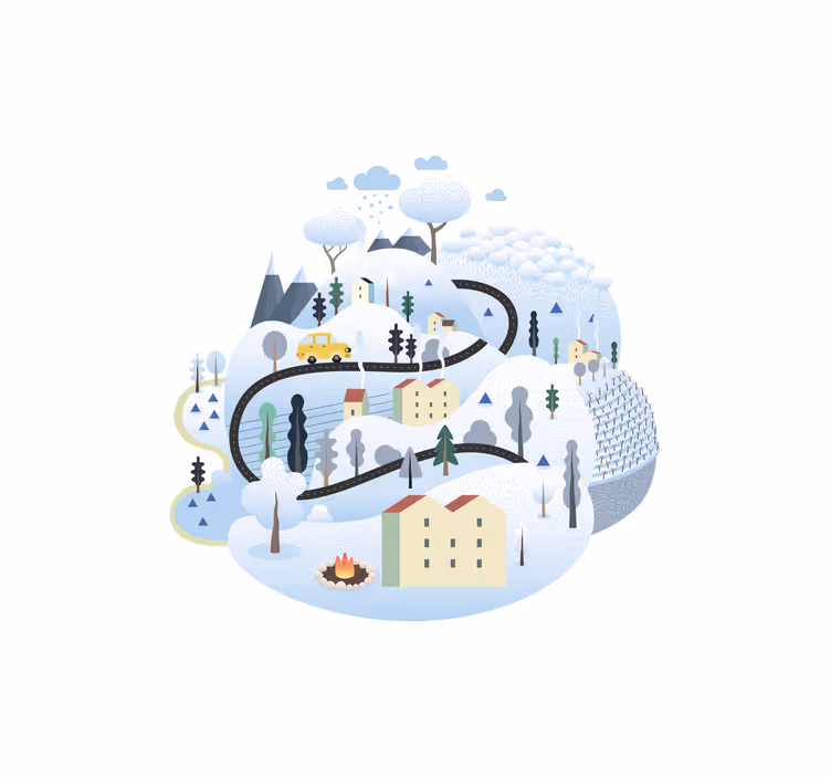 Otroška rolo senčila sivo vas z gorami - TenStickers