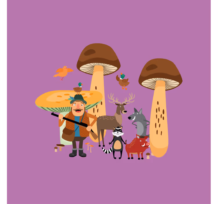 Otroška rolo senčila ptice v gobovem gozdu - TenStickers
