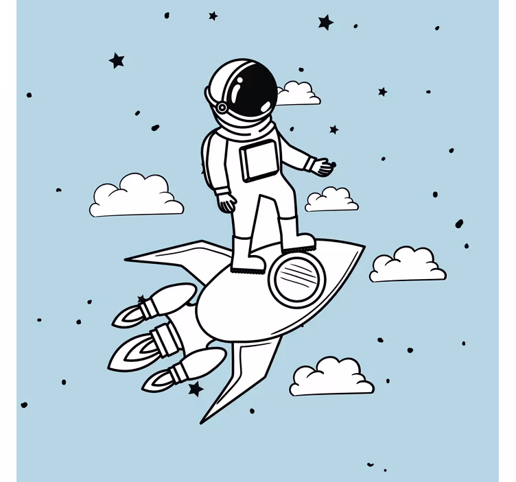 Otroška rolo senčila z raketo, astronavtom in zvezdami - TenStickers