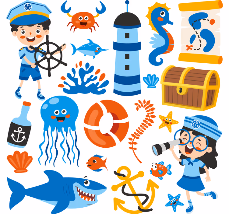 Otroška rolo senčila pirati in morsko življenje - TenStickers