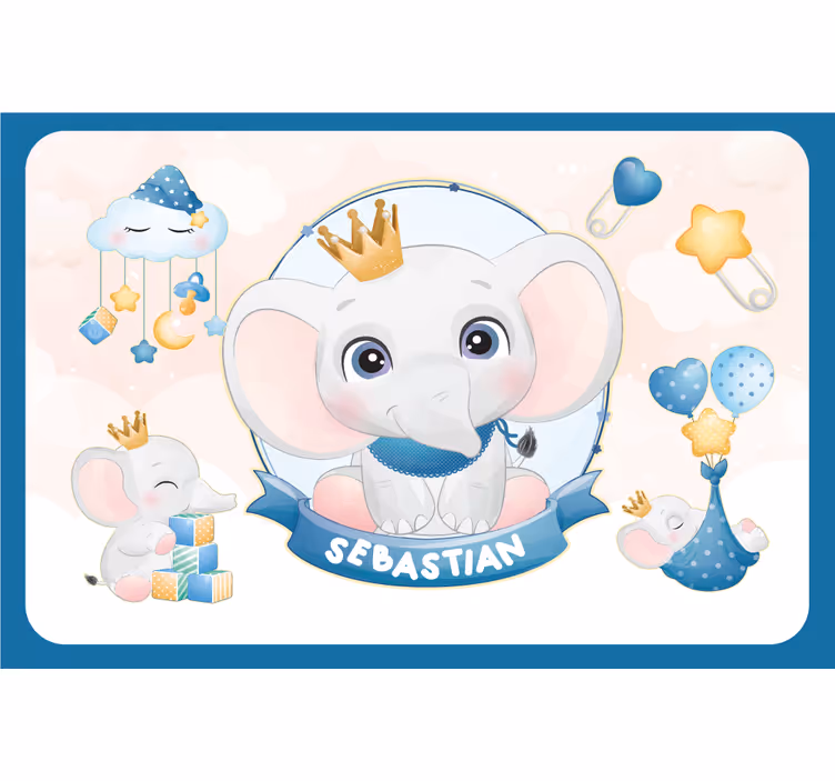 Otroška rolo senčila s simpatičnim slonom za fanta z imenom - TenStickers