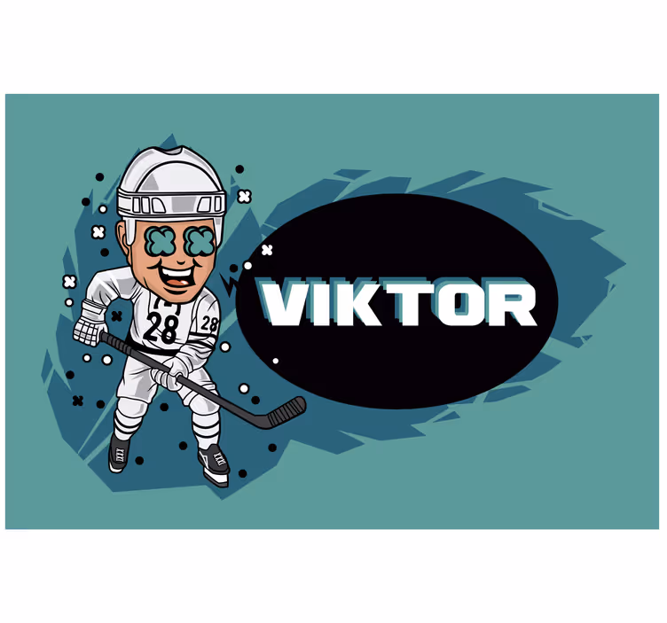 Otroška rolo senčila smešni hokejist z imenom - TenStickers