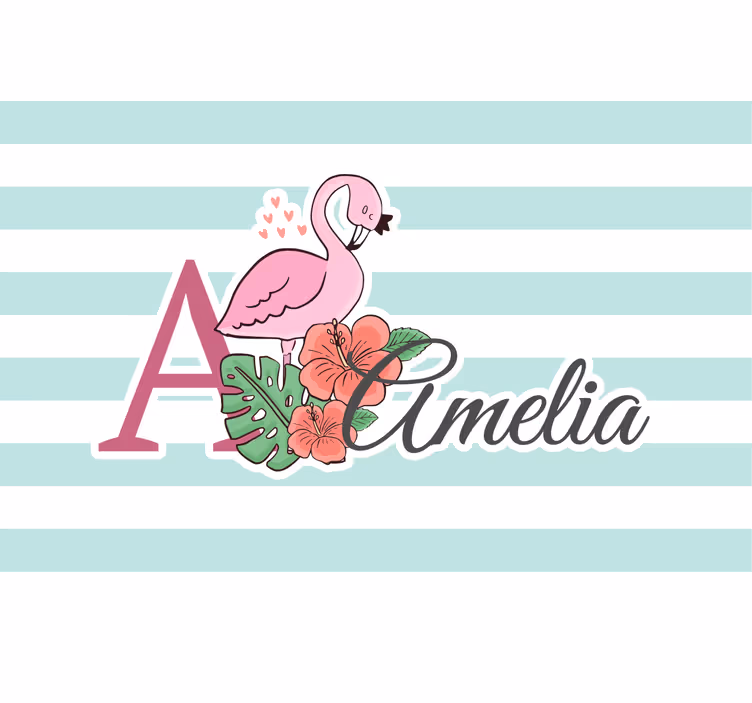 Otroška rolo senčila s flamingom in imenom - TenStickers