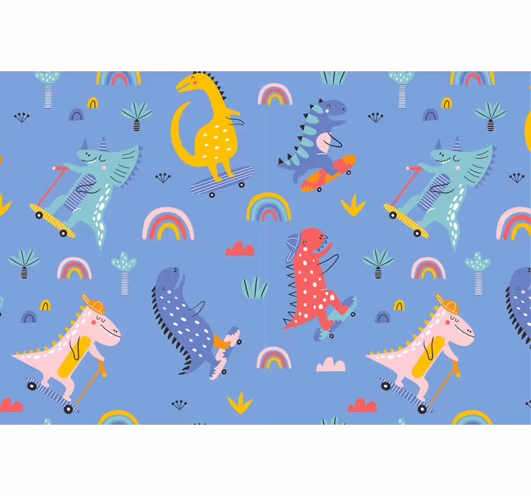 Otroška rolo senčila ljubki skejterski dinozavri - TenStickers