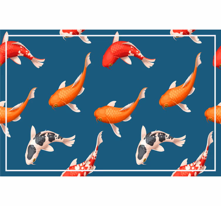 Otroška rolo senčila z vzorcem koi rib na modri podlagi - TenStickers