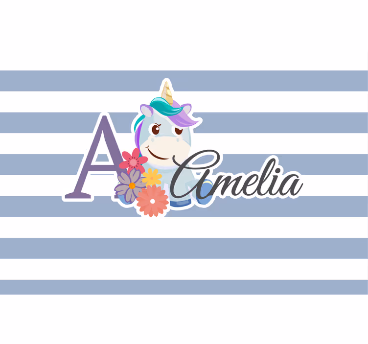 Otroška rolo senčila s prikupnimi enorogi in imenom - TenStickers