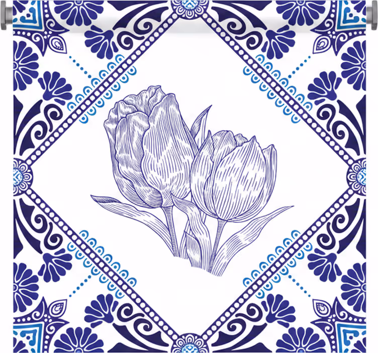 Rolo zavesa za kuhinjo delft modri tulipani - TenStickers