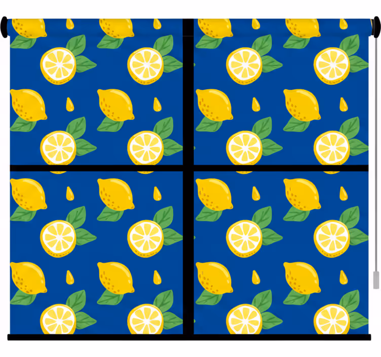 Rolo zavesa za kuhinjo ročno narisani limoni na ploščicah - TenStickers