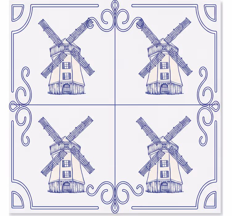 Rolo zavesa za kuhinjo dizajn štirih mlinov - TenStickers