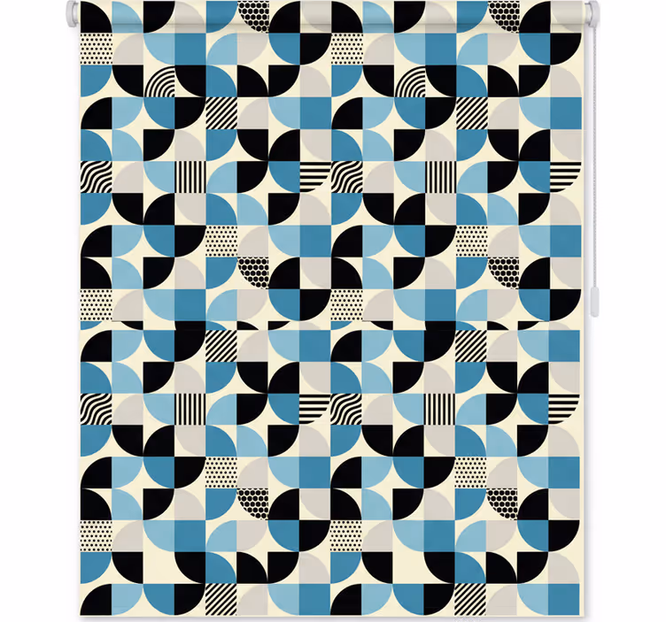 Rolo zavesa za kuhinjo retro modri bauhaus vzorci - TenStickers