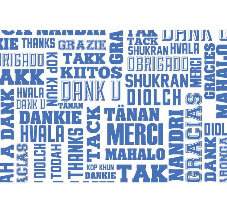 Modri senčniki za okna hvala v mnogih jezikih - TenStickers