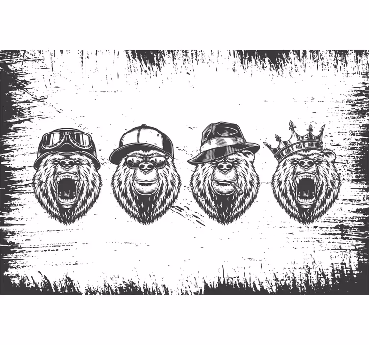 Sivo rolo zaveso medved v vintage slogu - TenStickers