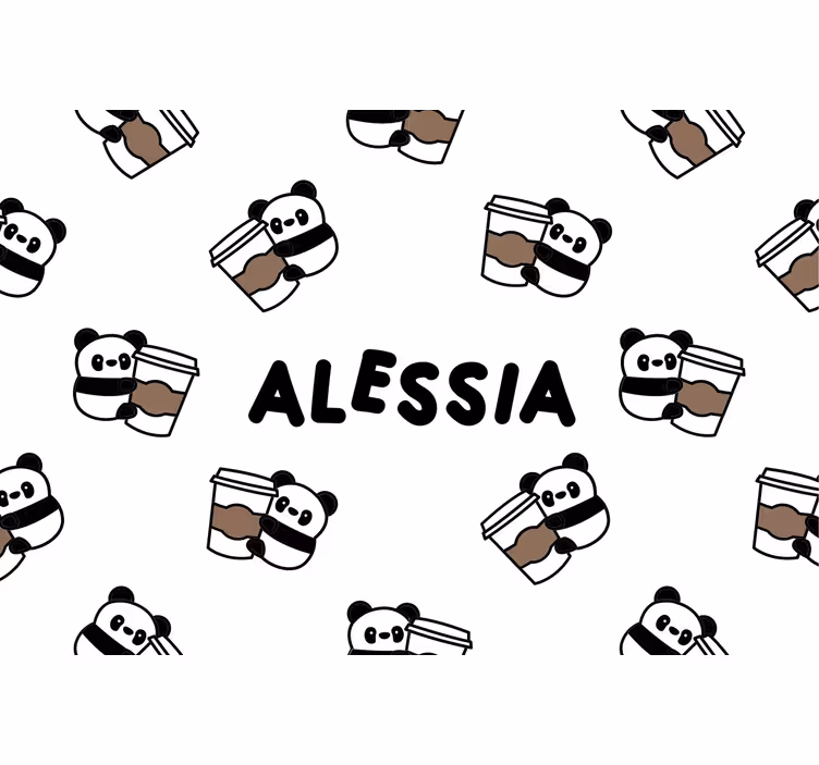 črni roloji panda z imenom - TenStickers