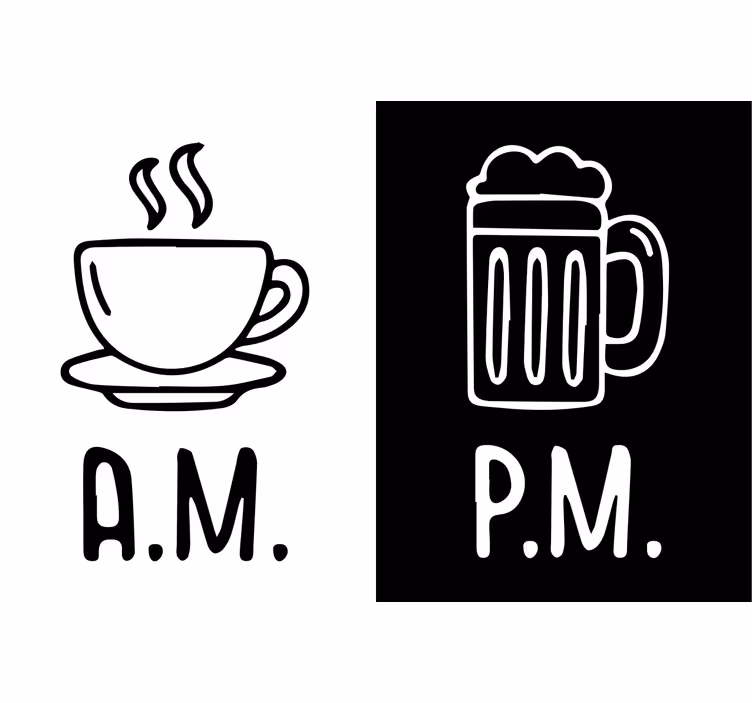 črni roloji jutranja in večerna kava ter pivo - TenStickers