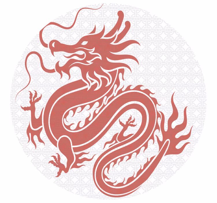 Rolo zavesa za spalnico tibetanski zmaji na belem ozadju - TenStickers