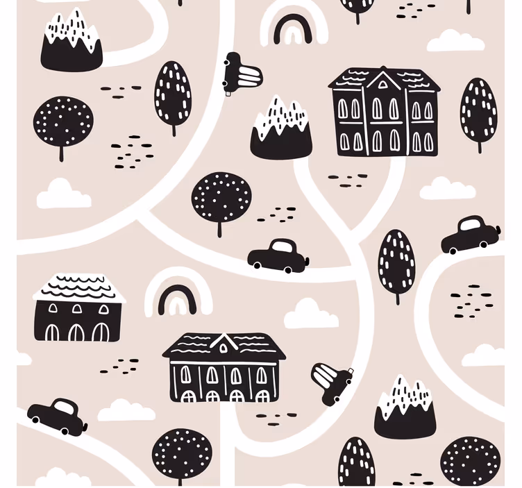 Otroška rolo senčila črno-bela cesta - TenStickers