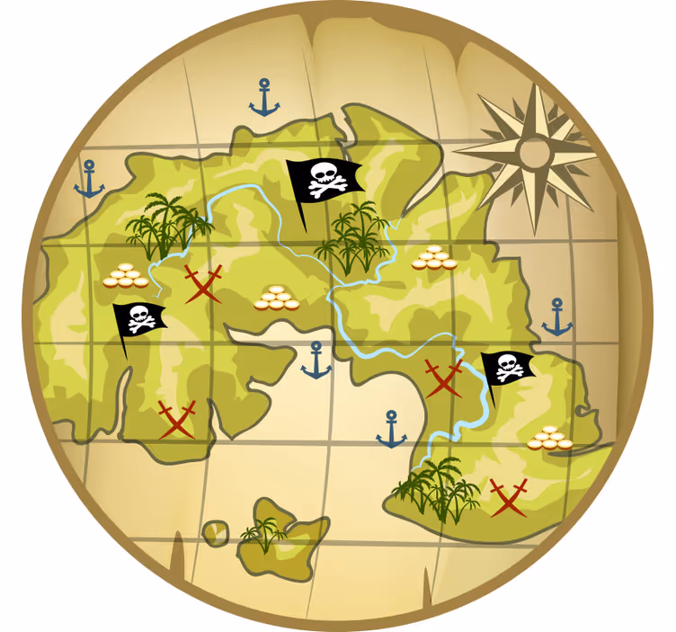 Otroška rolo senčila zemljevid piratskega zaklada - TenStickers