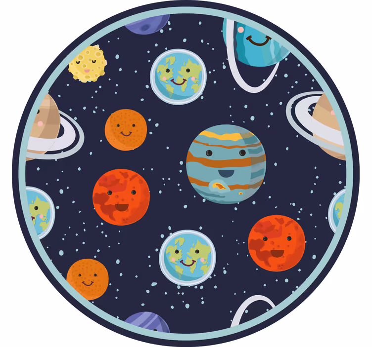 Otroška rolo senčila krog nasmejanih planetov - TenStickers