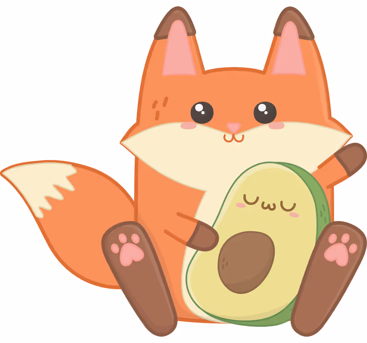 Otroška rolo senčila kawaii lisica z avokadom - TenStickers