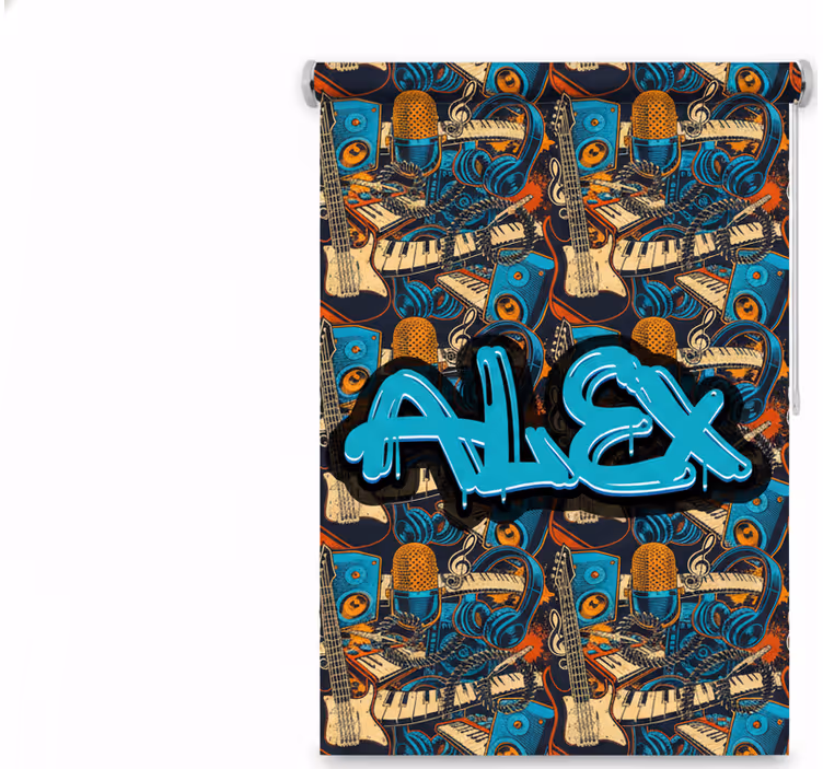 Rolo zavesa za najstnika po meri z grafiti glasbe - TenStickers