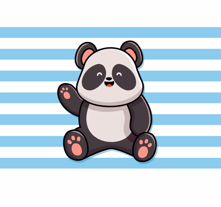 Zabavno senčilo srečna panda na črtastem ozadju - TenStickers