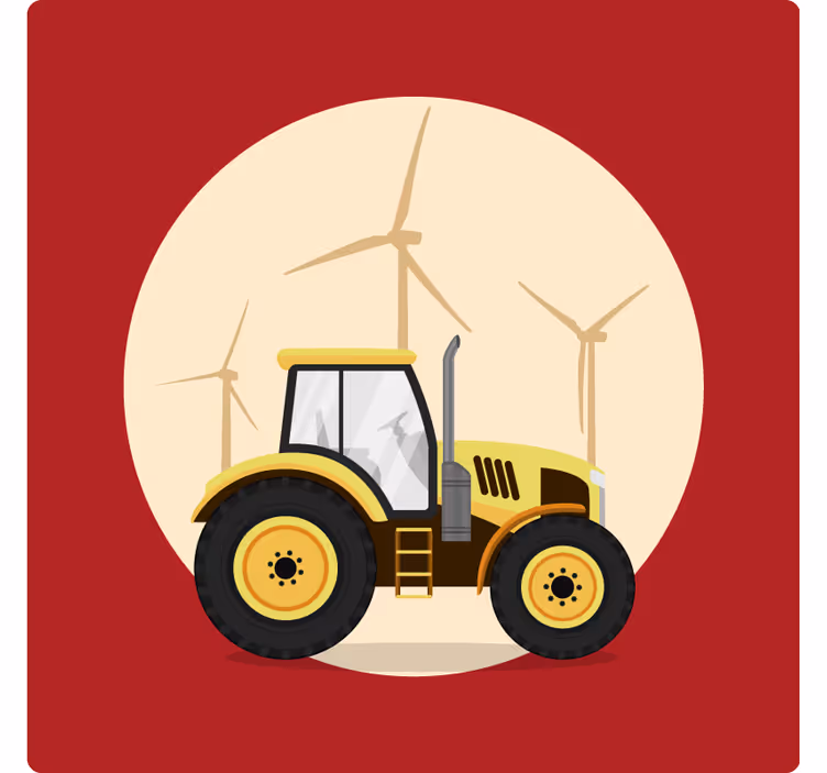 Zabavno senčilo rumeni in rdeči traktor - TenStickers