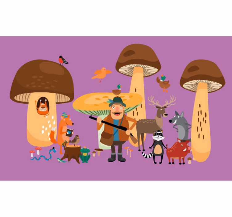 Zabavno senčilo ptice v gobovem gozdu - TenStickers