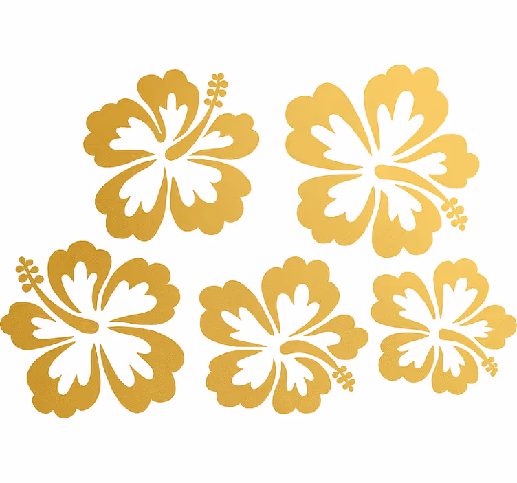 Cvetlična roleta zlati hibiskusovi cvetovi silhueta - TenStickers