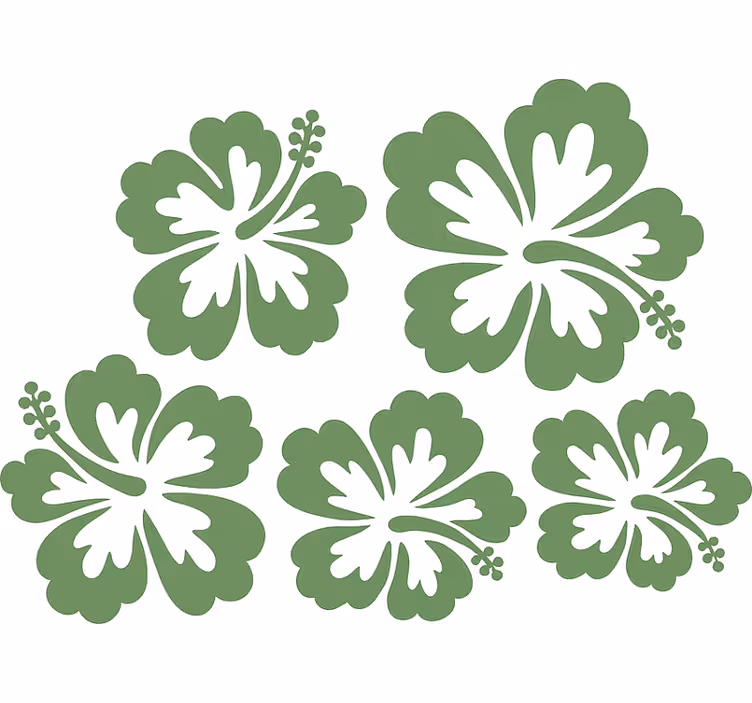 Cvetlična roleta s silhuetami hibiskusa v žajblovi zeleni - TenStickers