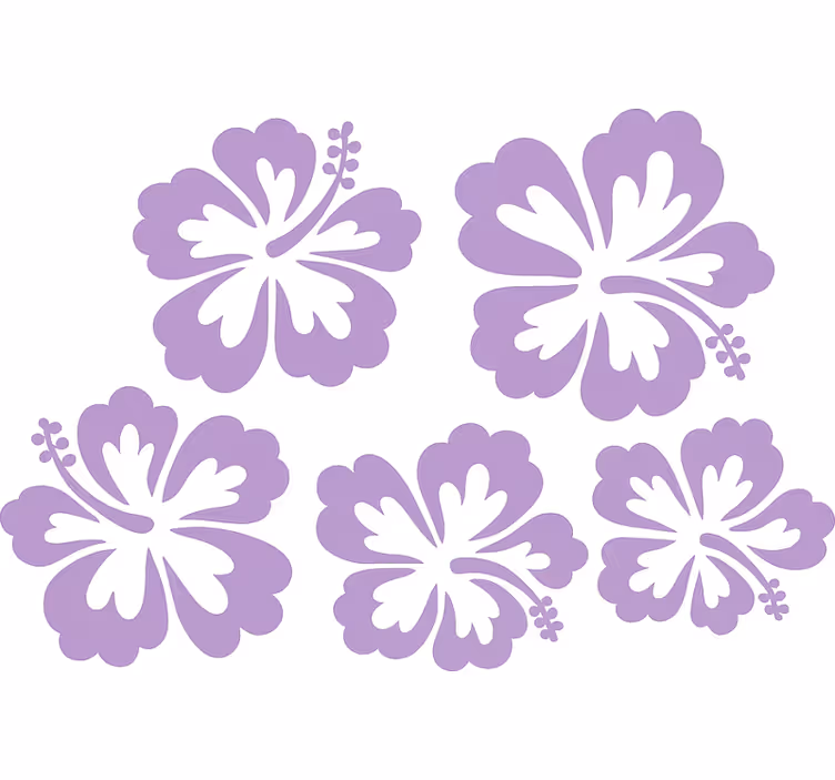 Cvetlična roleta silhueta vijoličnih hibiskusov - TenStickers