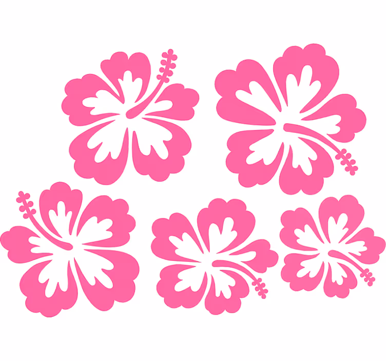 Cvetlična roleta silhueta rož hibiskusa v roza barvi - TenStickers