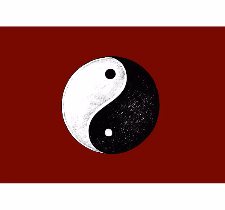 Zen senčilo zidna slika spalnica jin jang rdeča ozadje - TenStickers