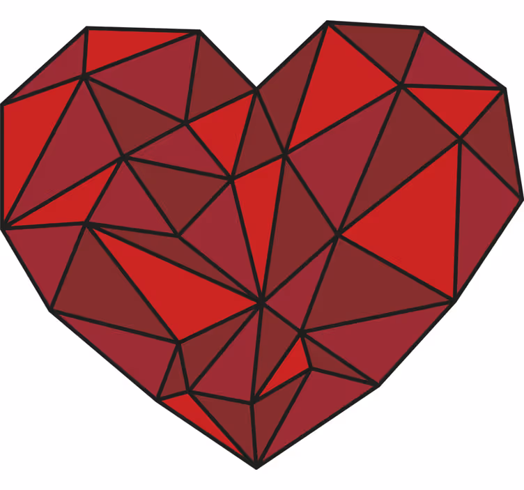 Rdeč rolo zavesa geometrijsko srce - TenStickers