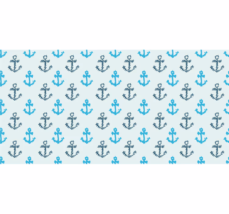 Rolo zavesa za kopalnico z motnim modrim vzorcem sidra - TenStickers