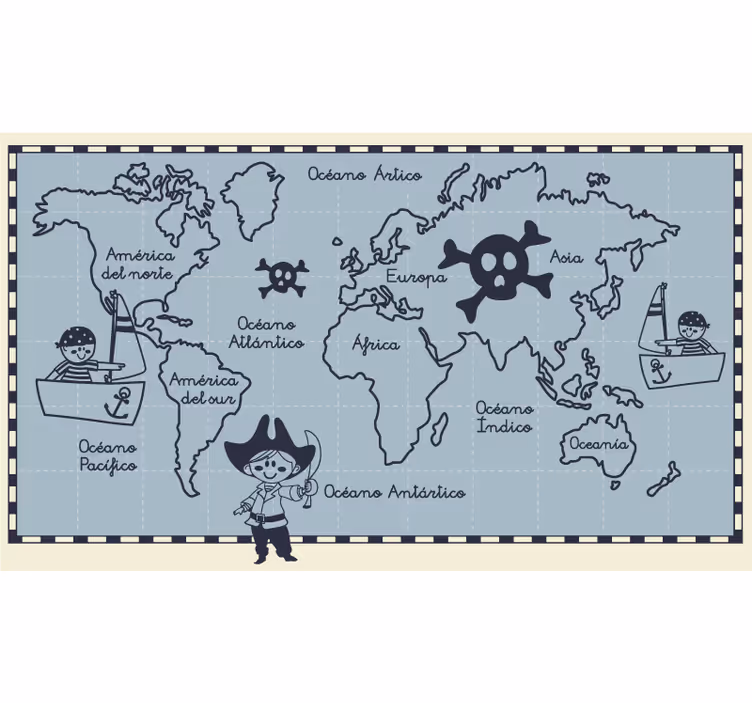 Piratska svetovna kartonska zavesa - TenStickers