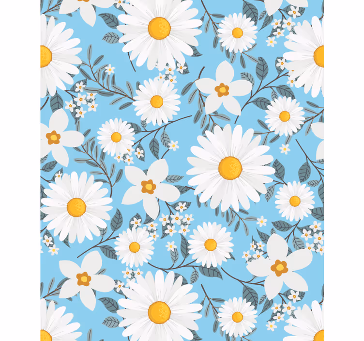 Daisies blooming bright cvetje in rastline v senčniku - TenStickers