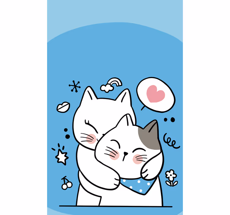 Ljubke mačke, ki objemajo otroke na rolo - TenStickers