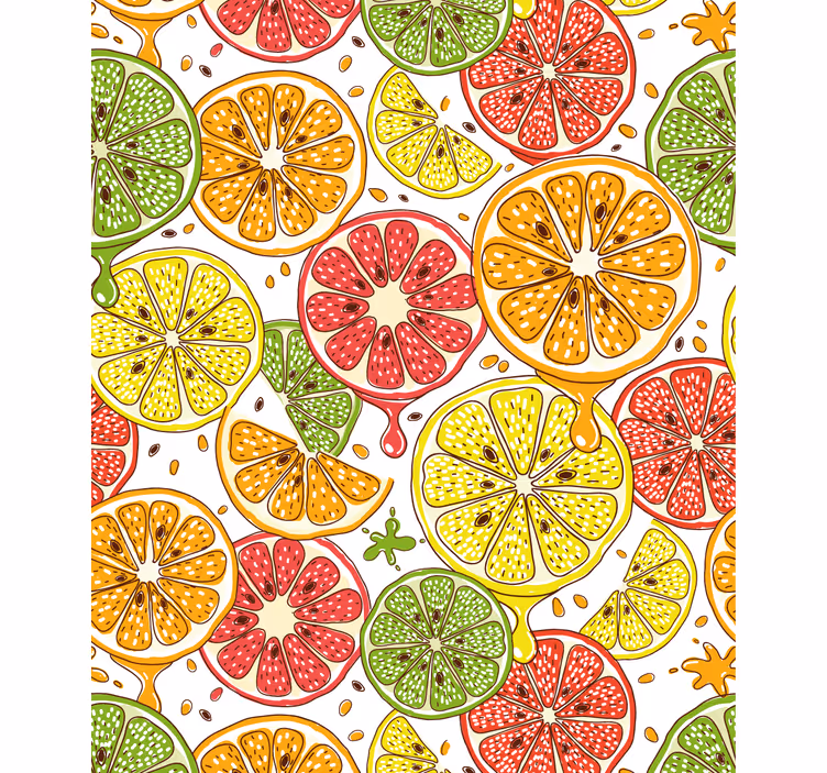 Vzorec rezine citrusov rolo zavesa za kuhinjo - TenStickers