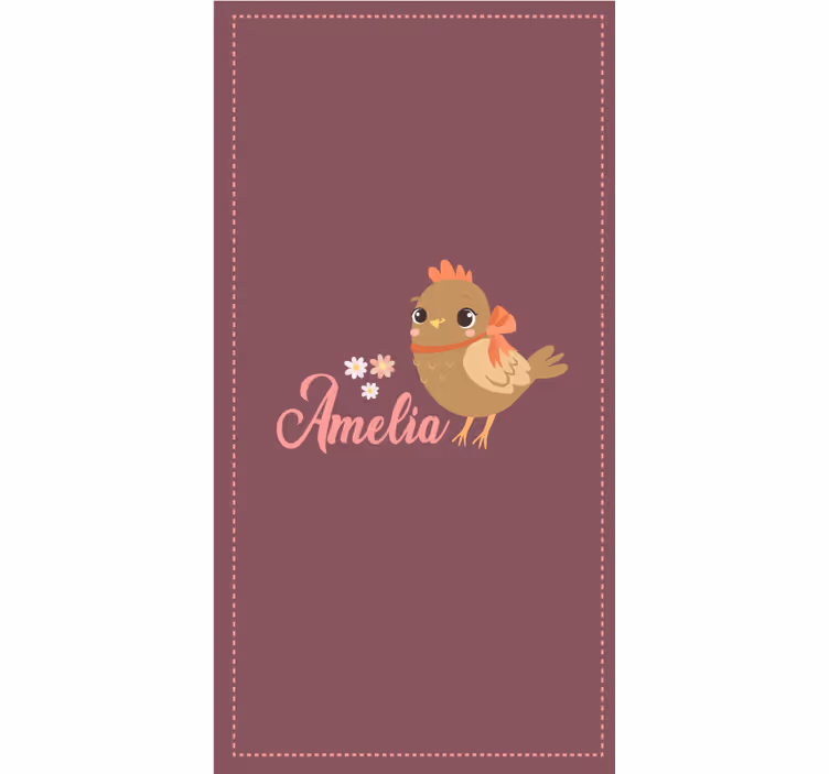 Piščanček z rožami in imenom živali senčilo - TenStickers