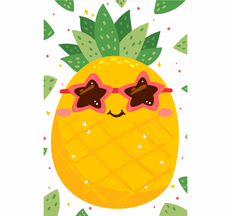 Ananas z rožnatimi rolo za sadje in zelenjavo - TenStickers