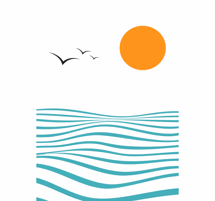 Sončni zahod z valovi sodobni senčilo - TenStickers
