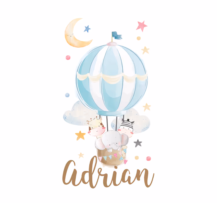 živali na balonu s Roletami zvezdami in oblaki - TenStickers