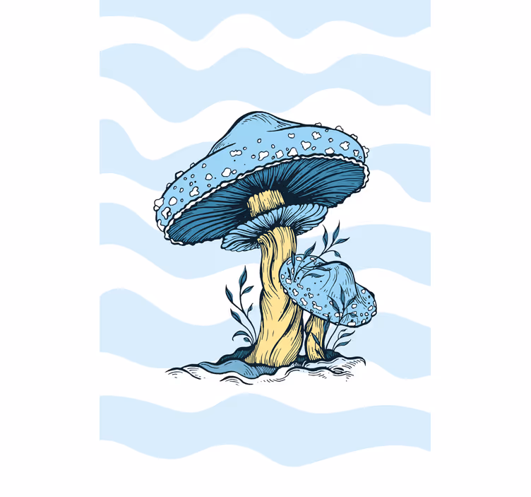 Blue mushrooms cvetje in rastline senčilo - TenStickers