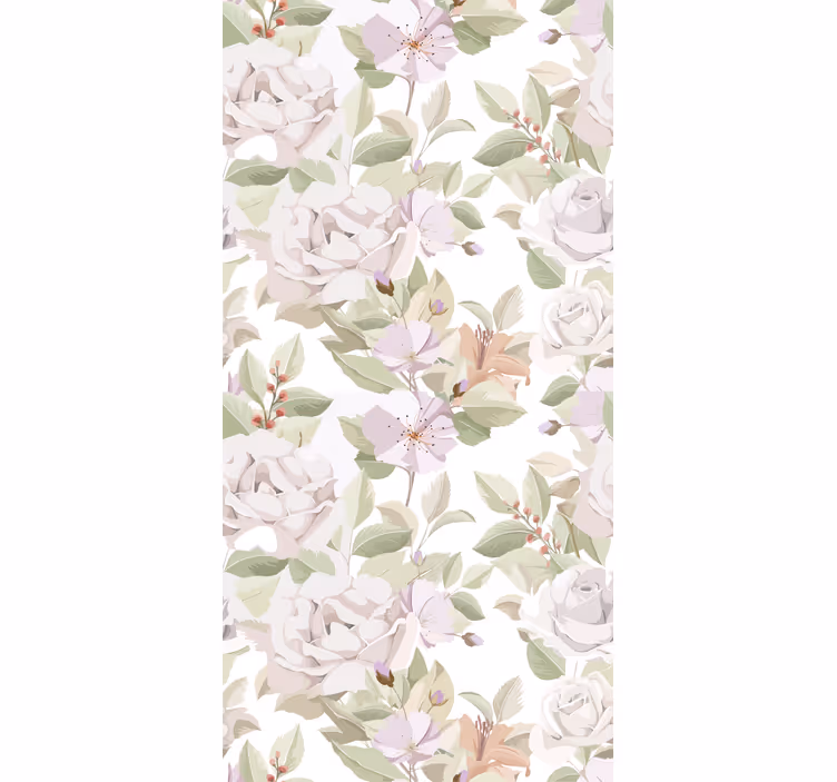 Bež cvetlični motiv elegantna rolo zavesa - TenStickers