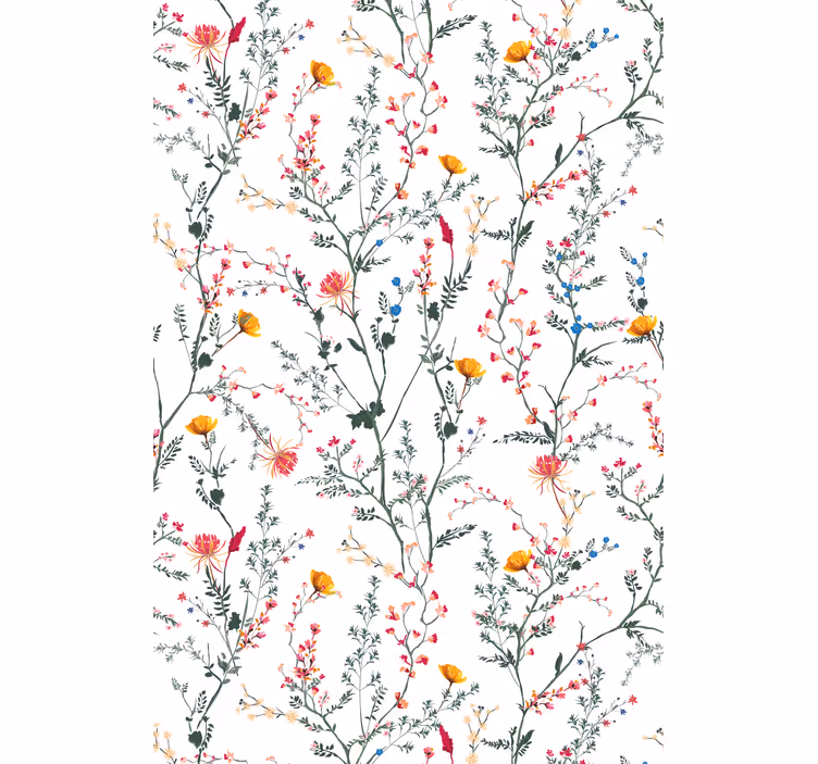 Floral bird pattern cvetje in rastline senčilo - TenStickers